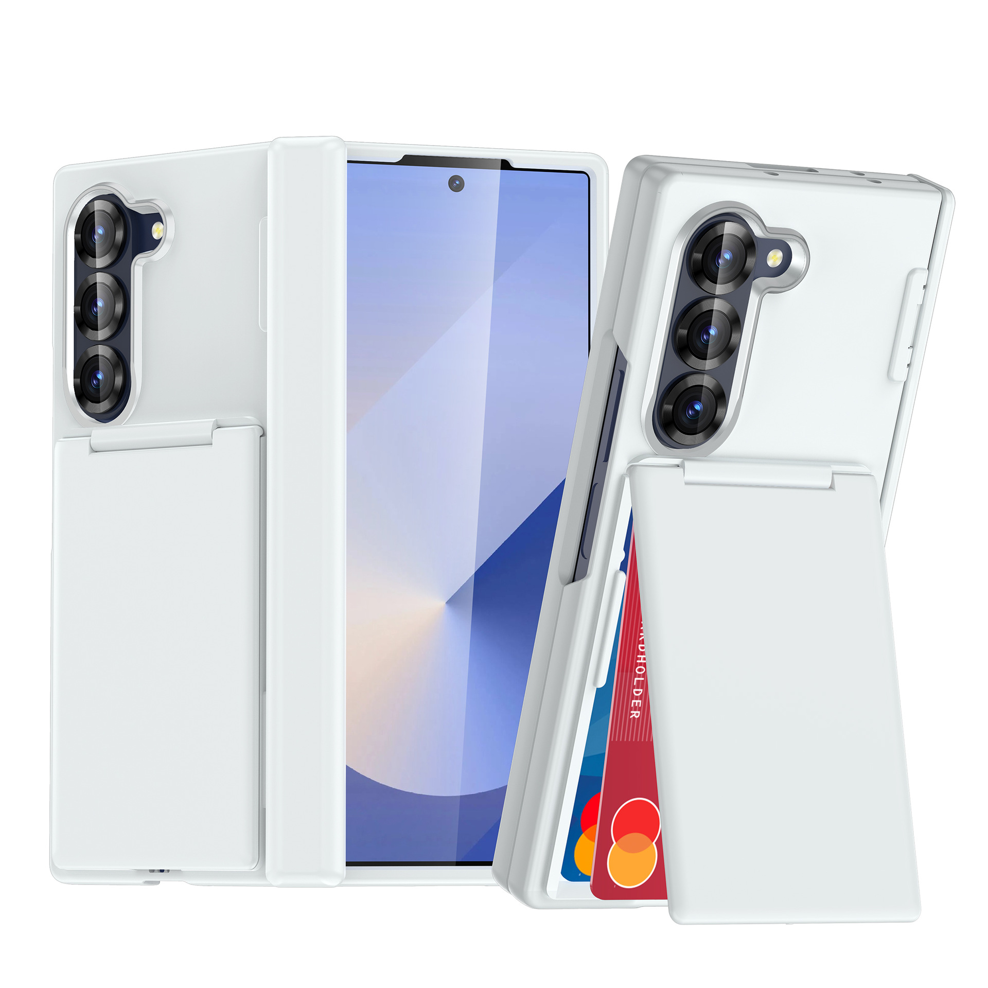 Compatible with Samsung Z Fold7/6 phone case, central axis card holder, solid color frosted transparent protective case, Amazon.