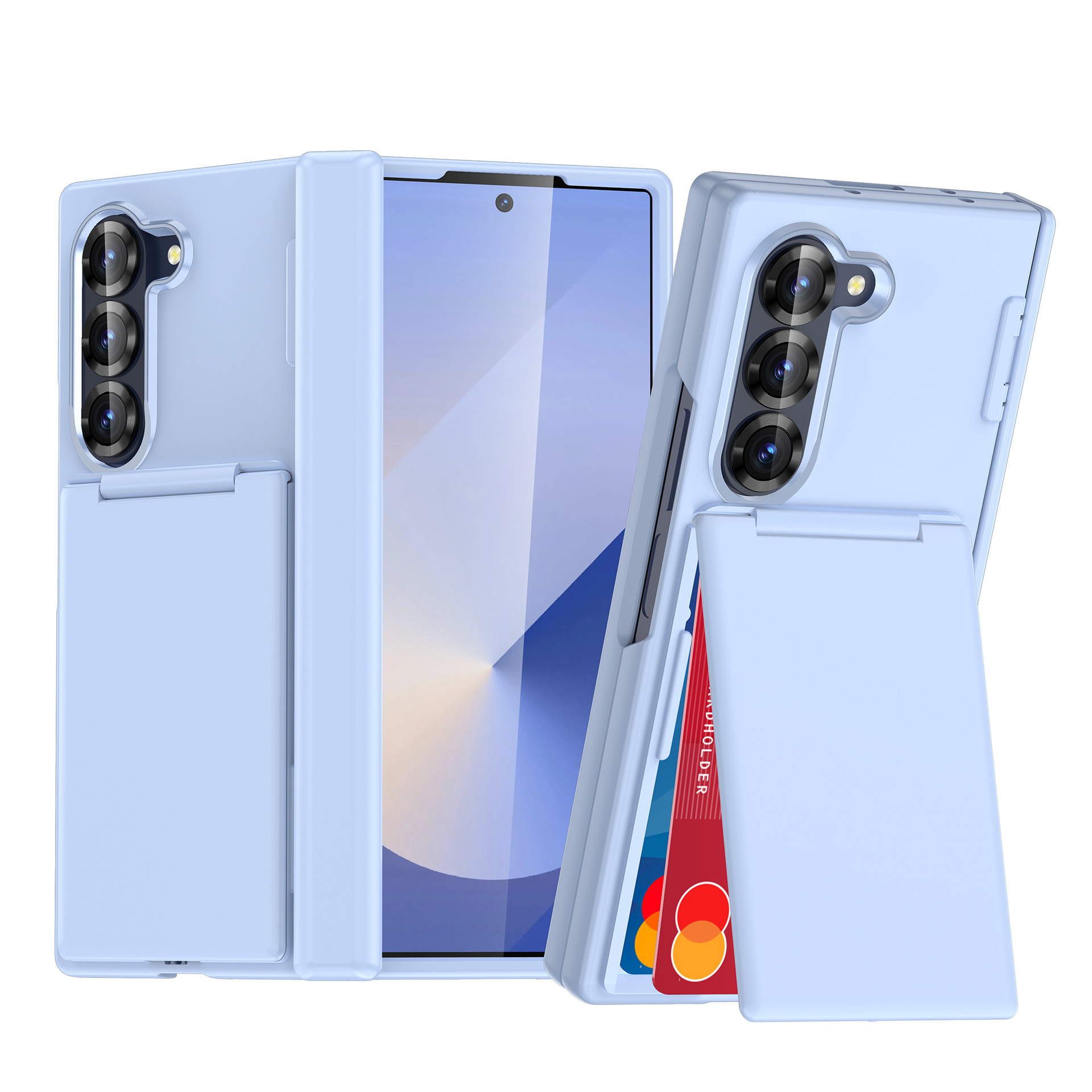 Compatible with Samsung Z Fold7/6 phone case, central axis card holder, solid color frosted transparent protective case, Amazon.