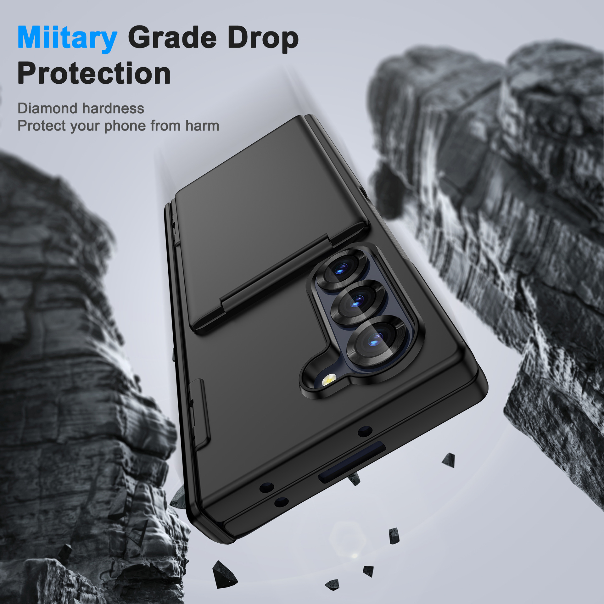 Compatible with Samsung Z Fold7/6 phone case, central axis card holder, solid color frosted transparent protective case, Amazon.