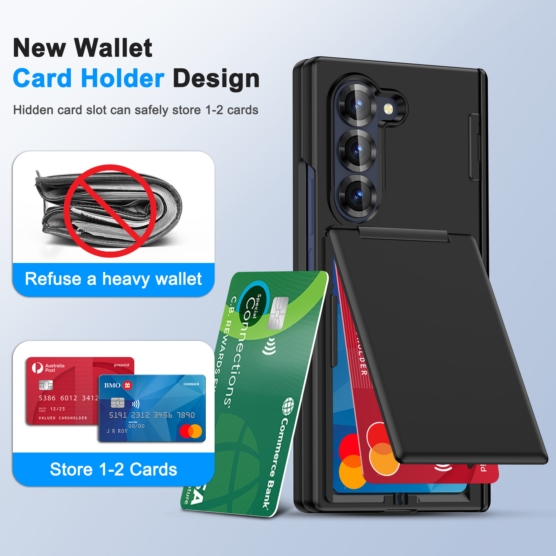 Compatible with Samsung Z Fold7/6 phone case, central axis card holder, solid color frosted transparent protective case, Amazon.
