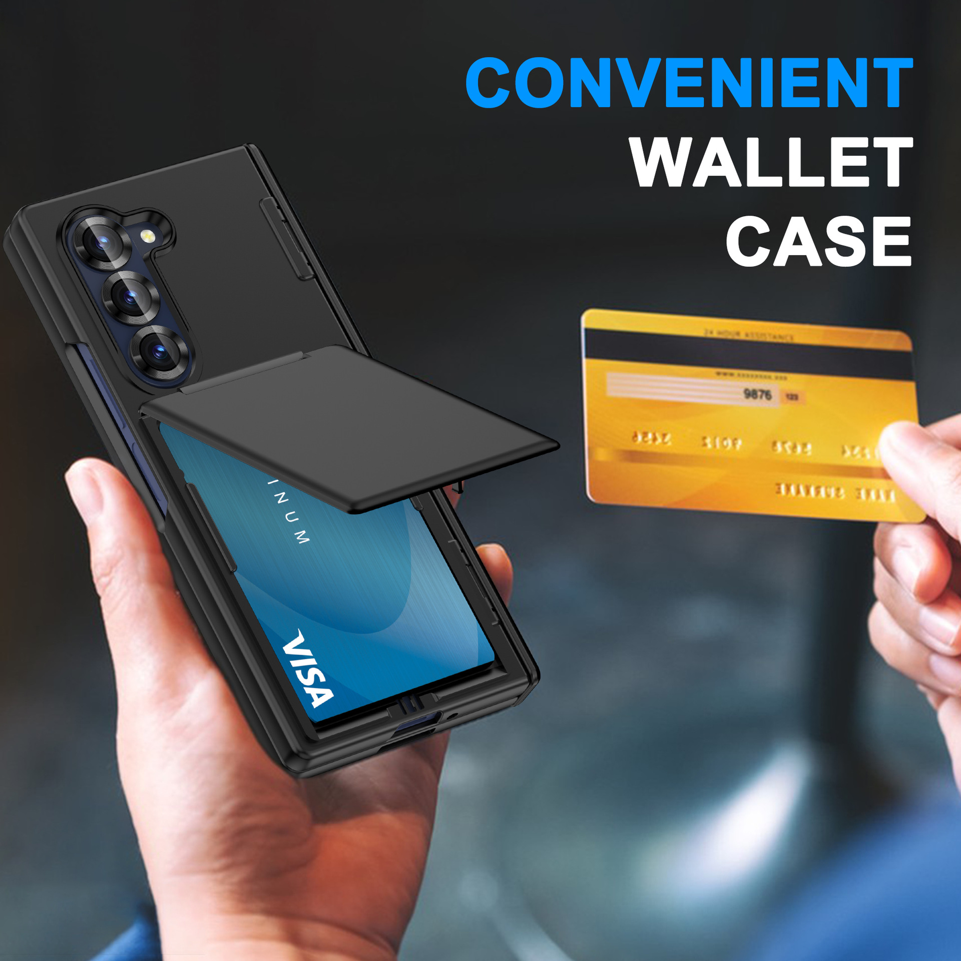 Compatible with Samsung Z Fold7/6 phone case, central axis card holder, solid color frosted transparent protective case, Amazon.