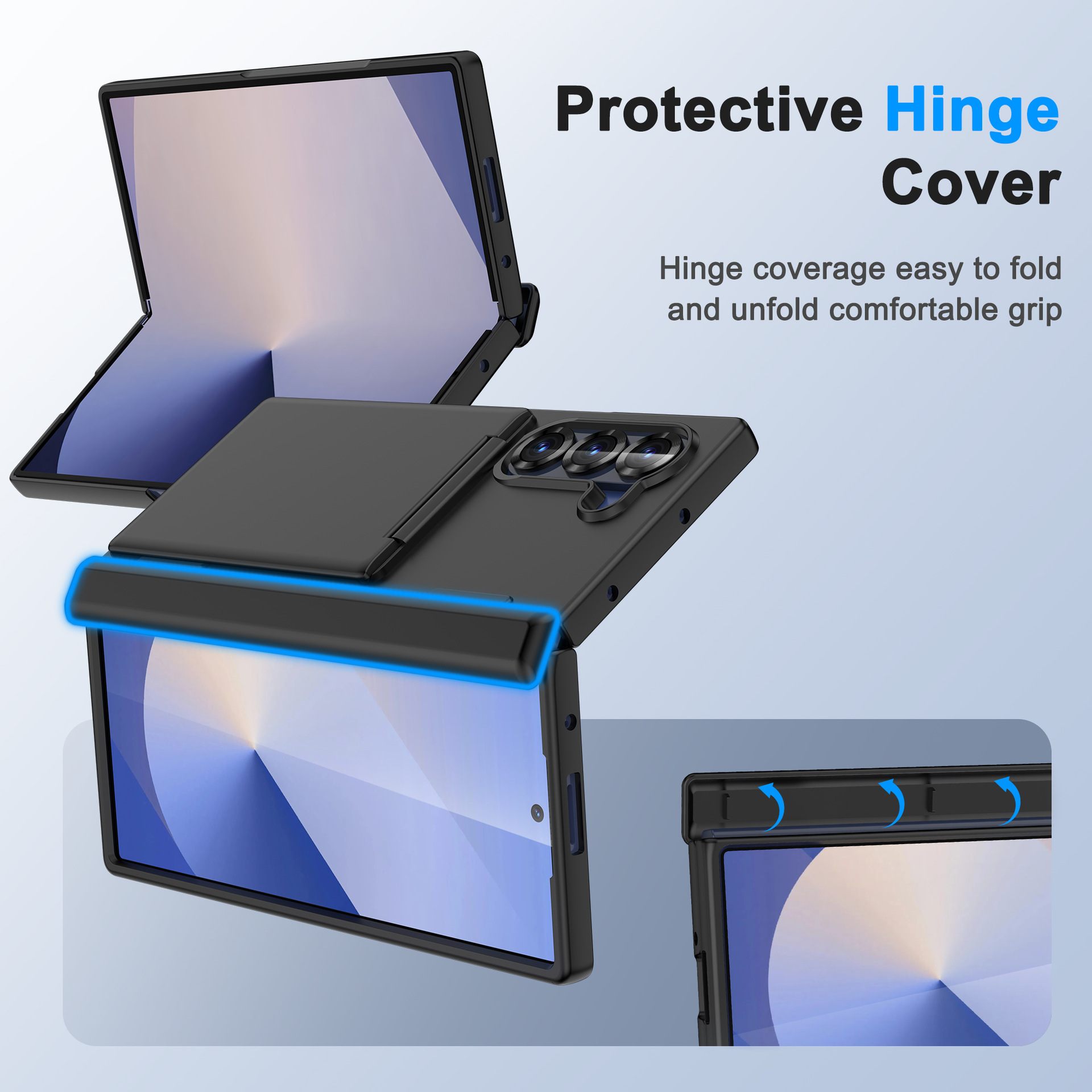 Compatible with Samsung Z Fold7/6 phone case, central axis card holder, solid color frosted transparent protective case, Amazon.