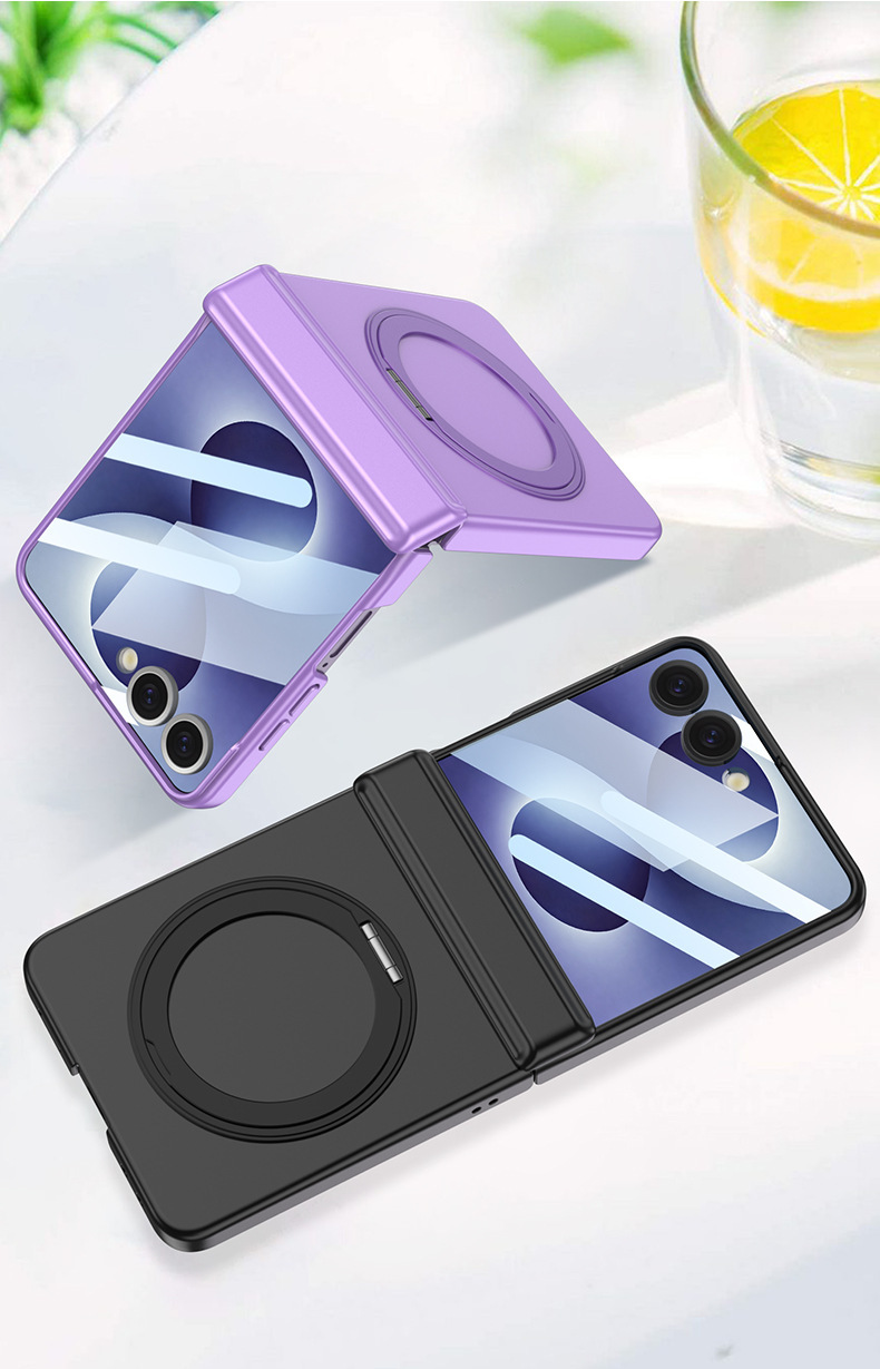 Compatible with Samsung Z Flip 8/7 phone case, wireless charging, magnetic swivel, rotating stand, full-coverage protective case.