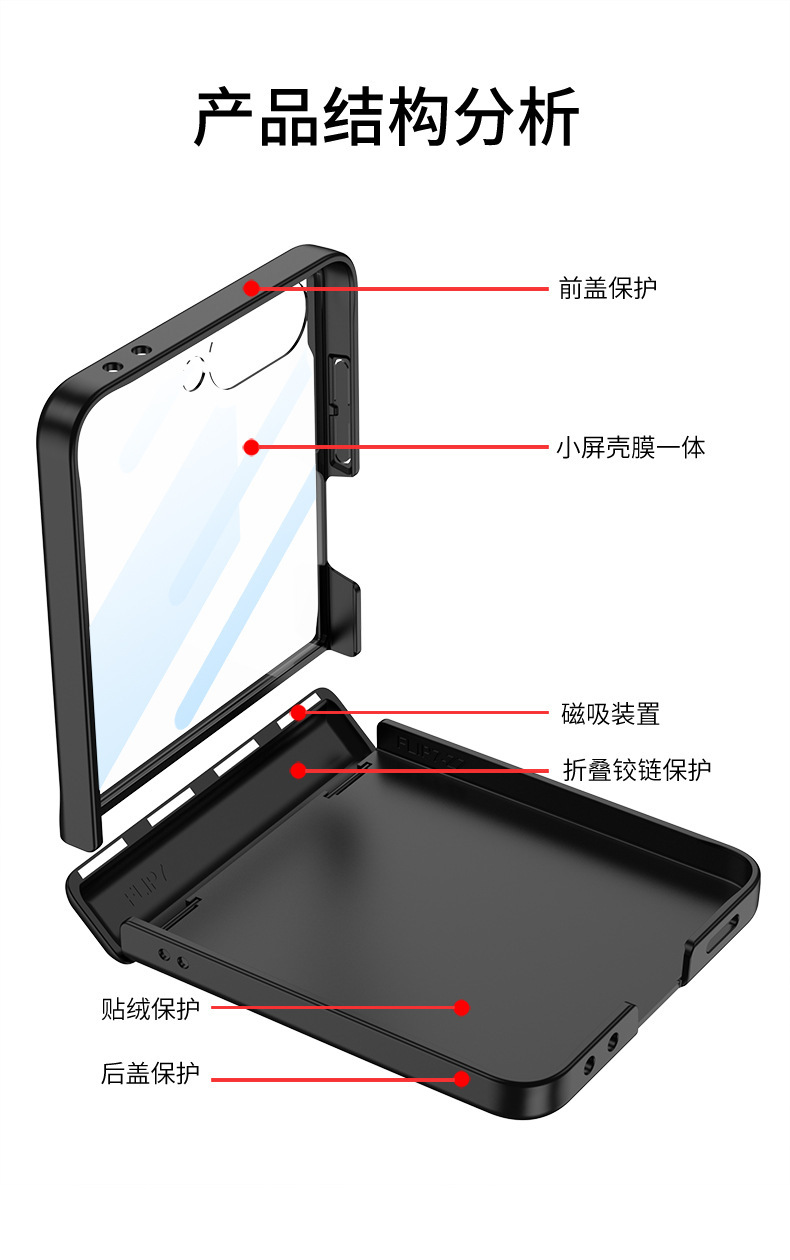 Compatible with Samsung Z Flip 8/7 phone case, wireless charging, magnetic swivel, rotating stand, full-coverage protective case.