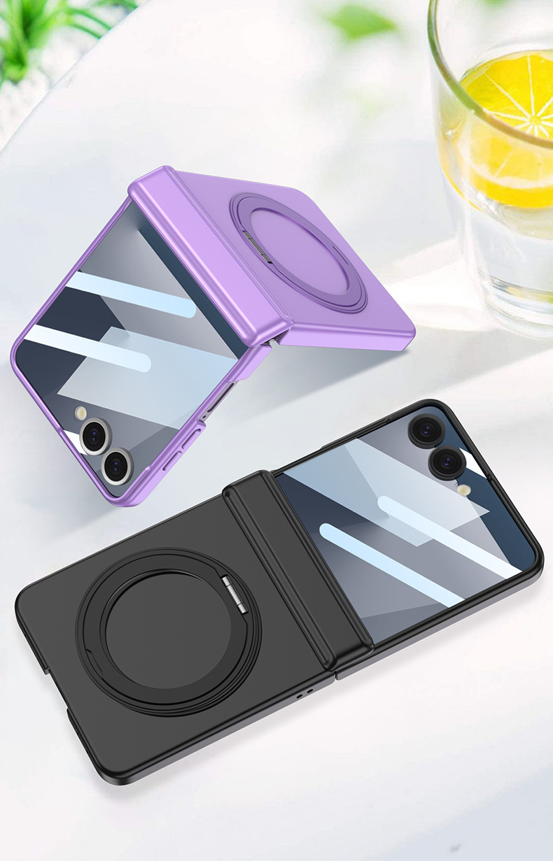 Compatible with Samsung Z Flip 8/7 phone case, wireless charging, magnetic swivel, rotating stand, full-coverage protective case.