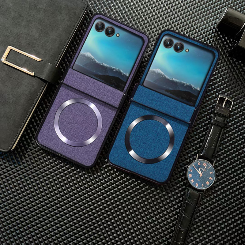 Compatible with Motorola Razr 60 phone case, Moto 50/40 Ultra fabric textured hinge magnetic folding protective case