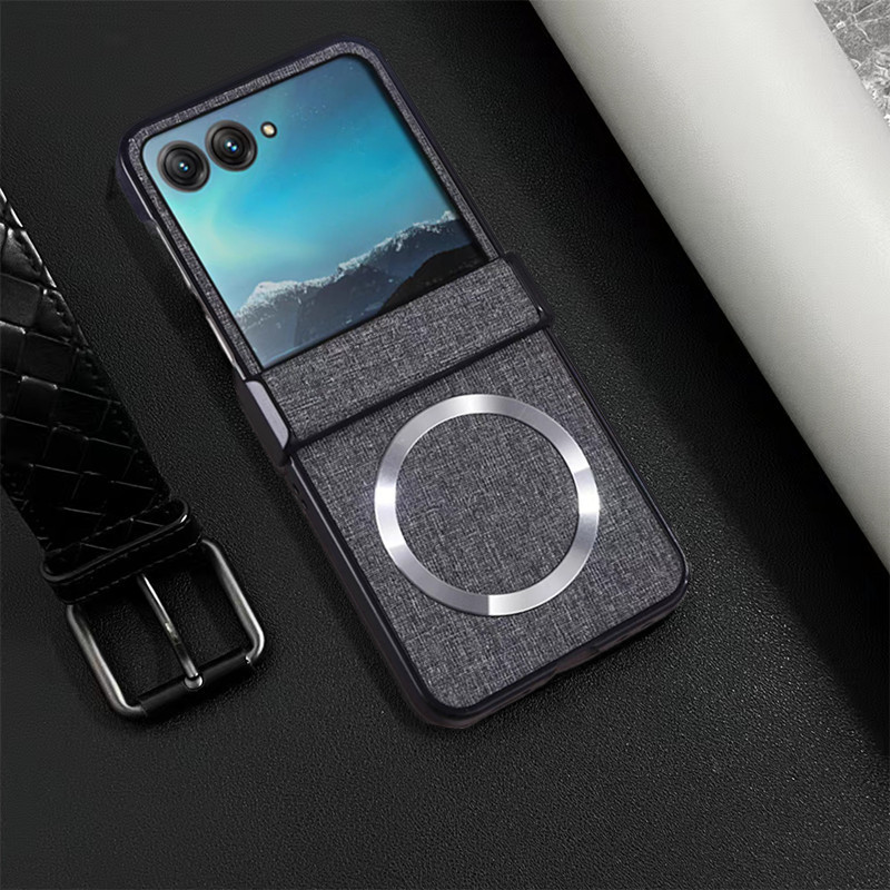 Compatible with Motorola Razr 60 phone case, Moto 50/40 Ultra fabric textured hinge magnetic folding protective case