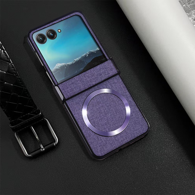 Compatible with Motorola Razr 60 phone case, Moto 50/40 Ultra fabric textured hinge magnetic folding protective case