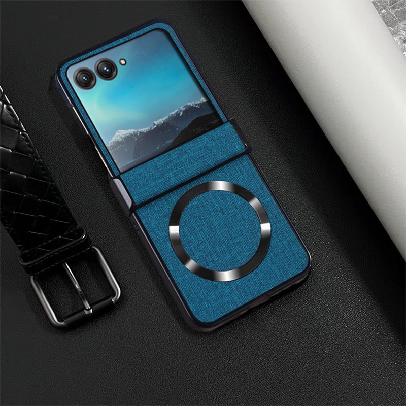 Compatible with Motorola Razr 60 phone case, Moto 50/40 Ultra fabric textured hinge magnetic folding protective case