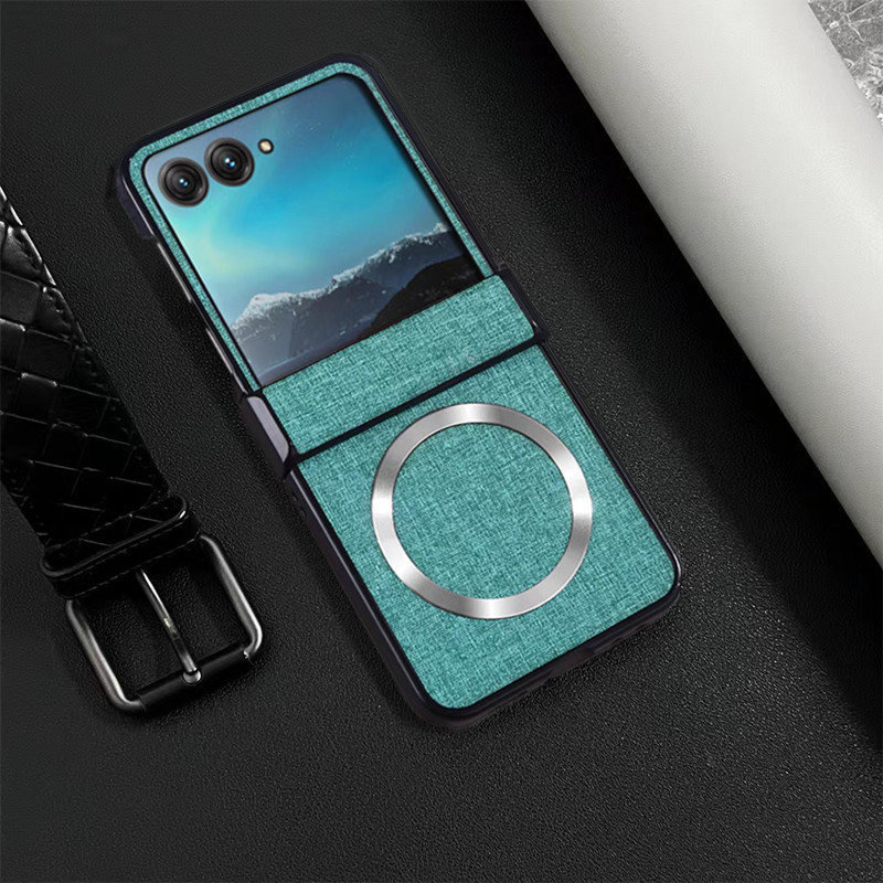 Compatible with Motorola Razr 60 phone case, Moto 50/40 Ultra fabric textured hinge magnetic folding protective case