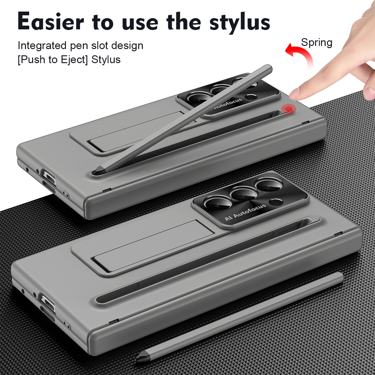 TriFold case with pen, stand, screen protector, and hinge for Samsung Z Fold 8/7/6 phones, providing full coverage protection.