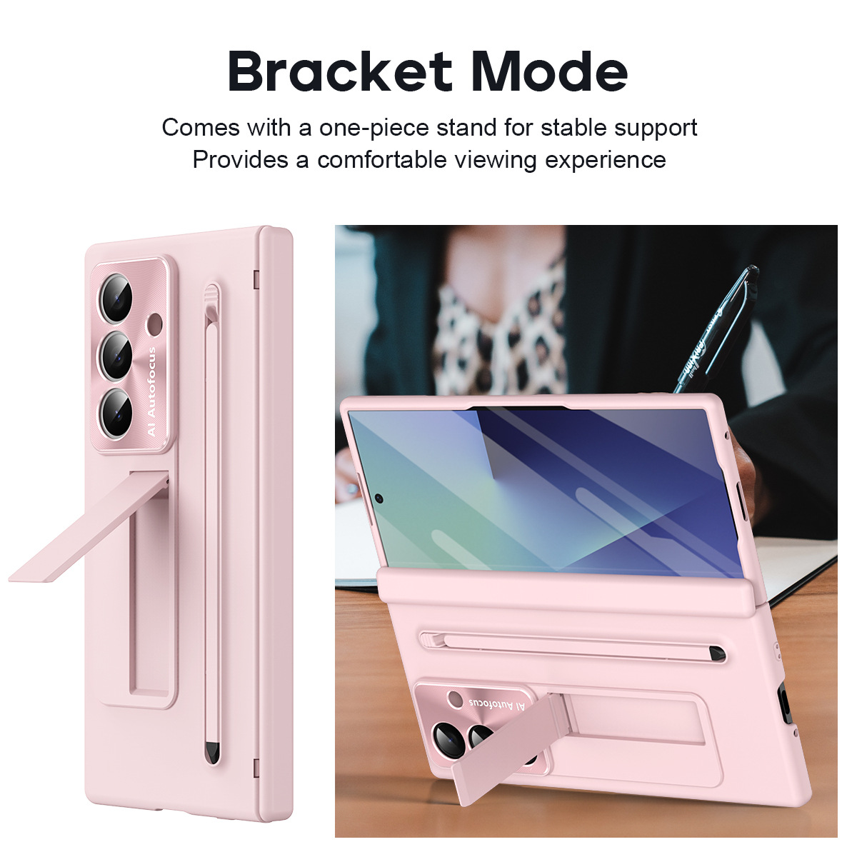 TriFold case with pen, stand, screen protector, and hinge for Samsung Z Fold 8/7/6 phones, providing full coverage protection.