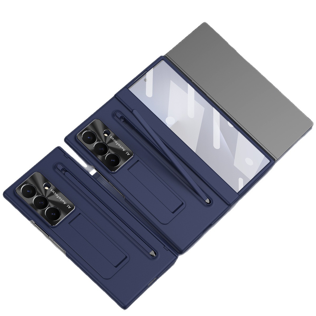 TriFold case with pen, stand, screen protector, and hinge for Samsung Z Fold 8/7/6 phones, providing full coverage protection.