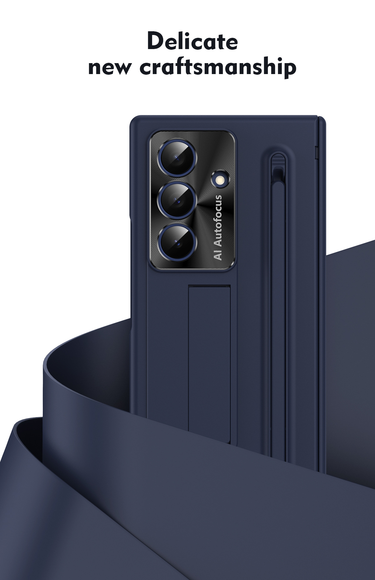 TriFold case with pen, stand, screen protector, and hinge for Samsung Z Fold 8/7/6 phones, providing full coverage protection.