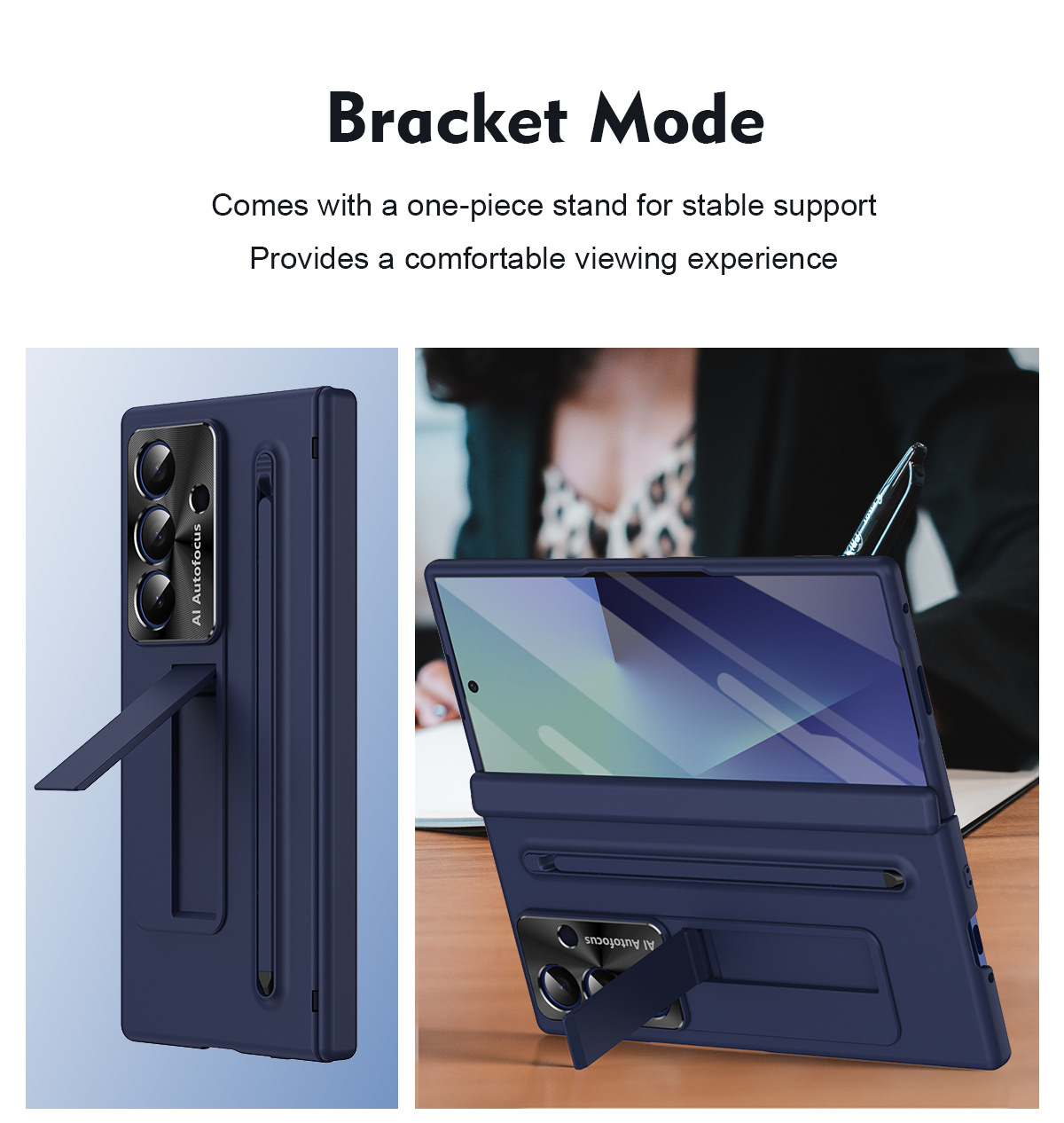 TriFold case with pen, stand, screen protector, and hinge for Samsung Z Fold 8/7/6 phones, providing full coverage protection.