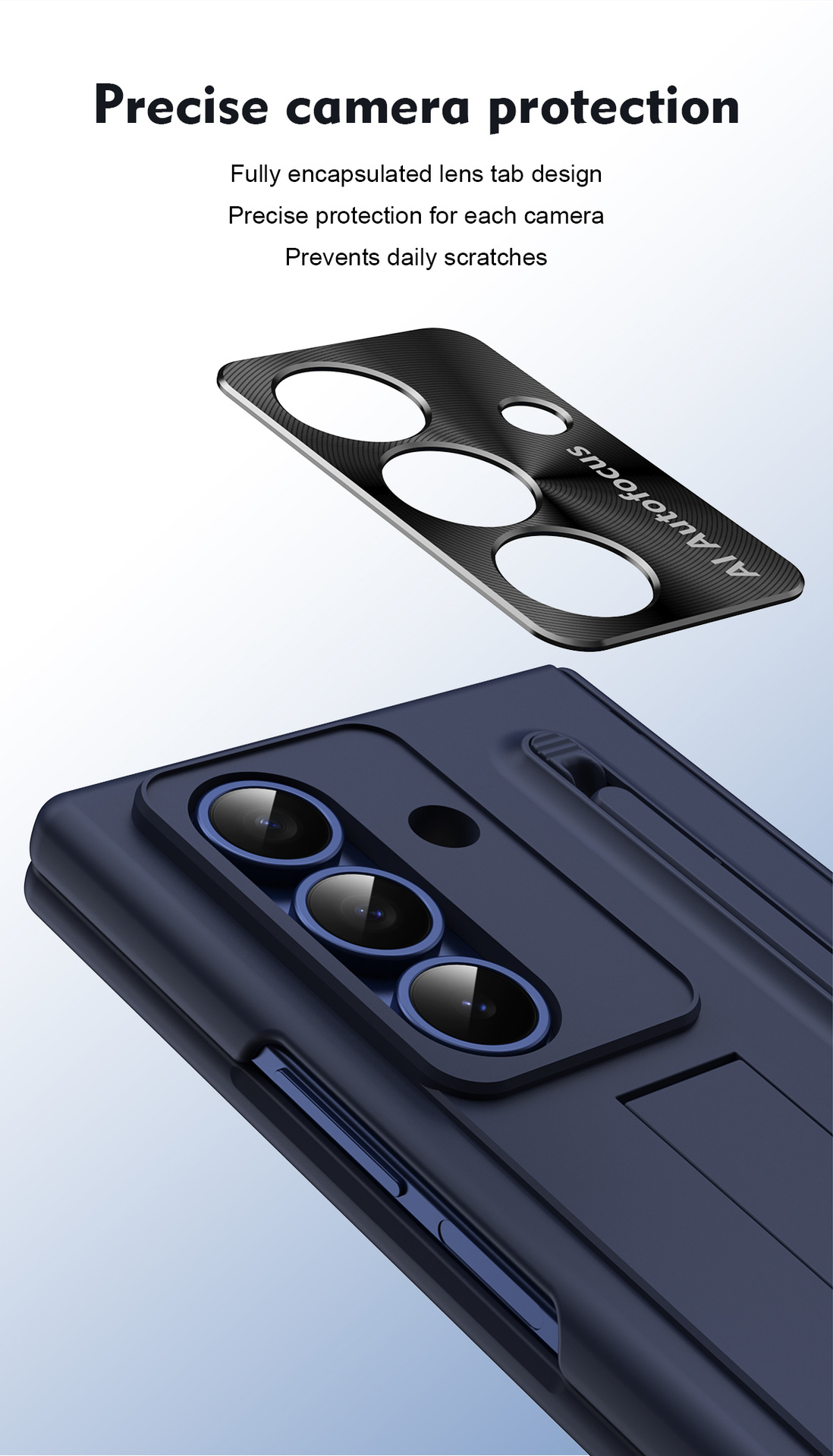 TriFold case with pen, stand, screen protector, and hinge for Samsung Z Fold 8/7/6 phones, providing full coverage protection.