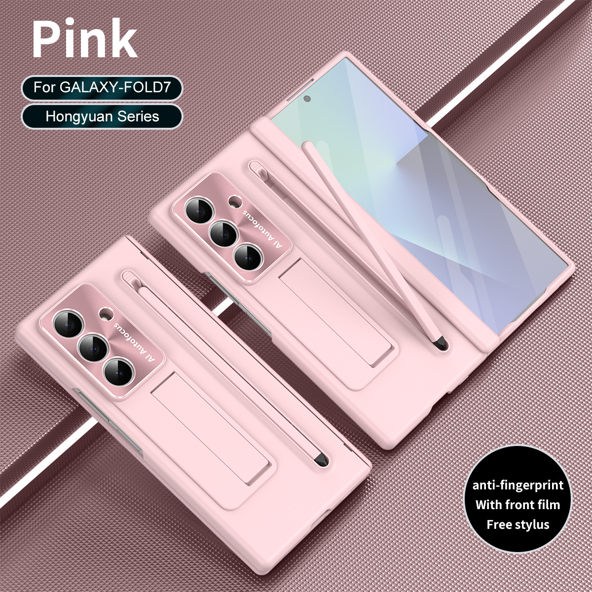 TriFold case with pen, stand, screen protector, and hinge for Samsung Z Fold 8/7/6 phones, providing full coverage protection.