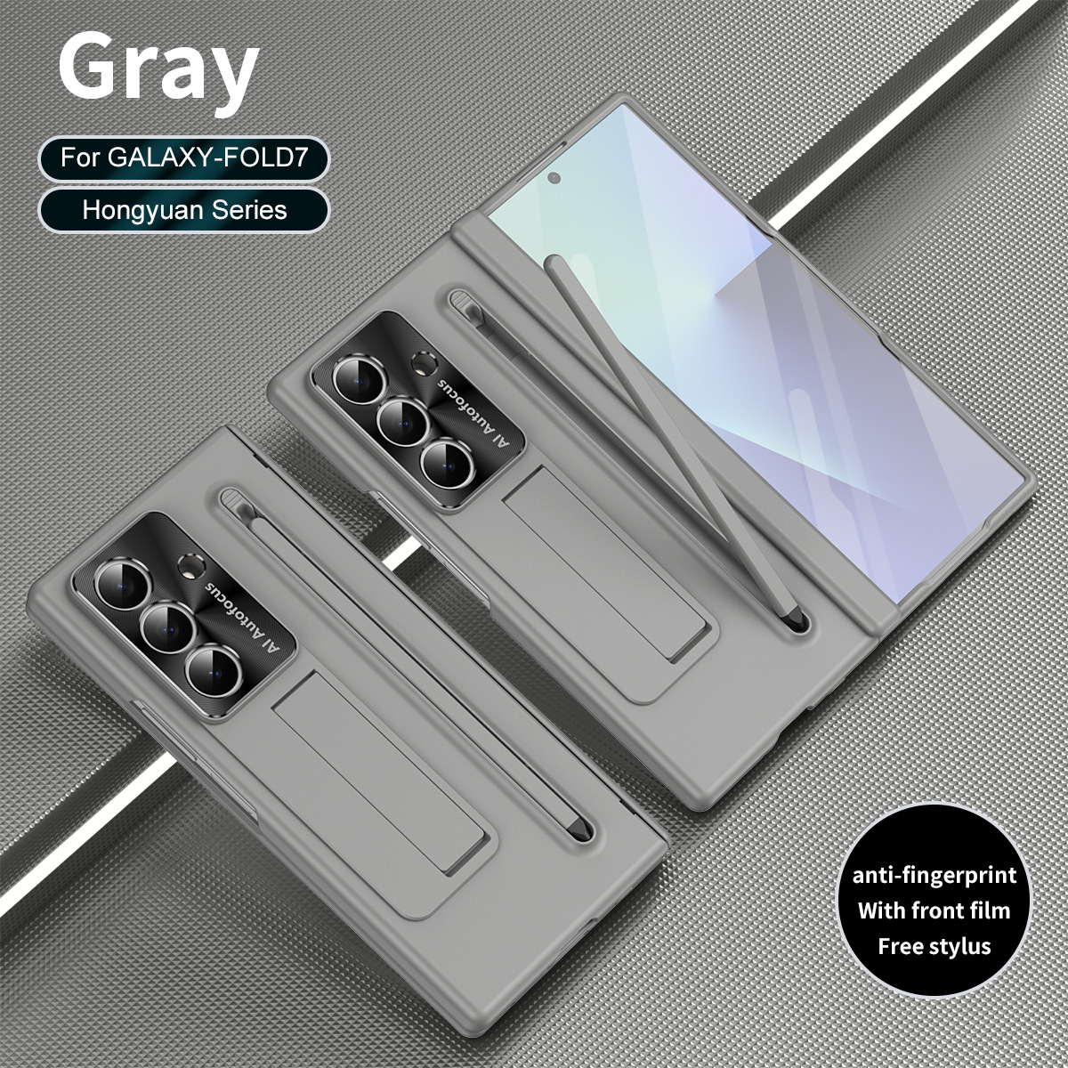 TriFold case with pen, stand, screen protector, and hinge for Samsung Z Fold 8/7/6 phones, providing full coverage protection.