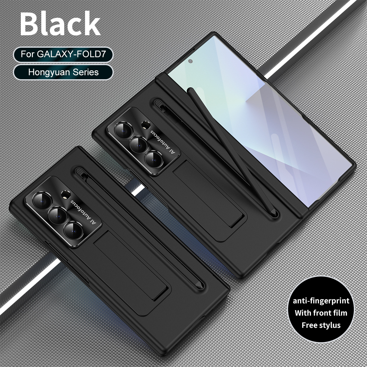 TriFold case with pen, stand, screen protector, and hinge for Samsung Z Fold 8/7/6 phones, providing full coverage protection.