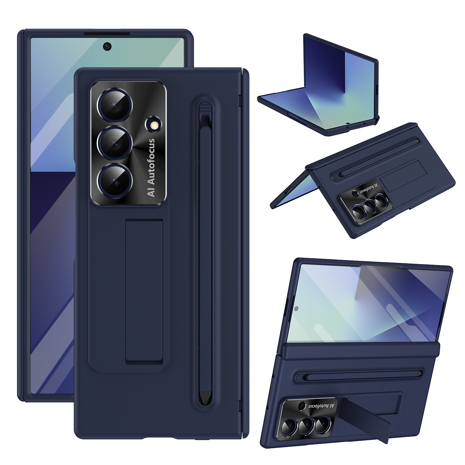 TriFold case with pen, stand, screen protector, and hinge for Samsung Z Fold 8/7/6 phones, providing full coverage protection.