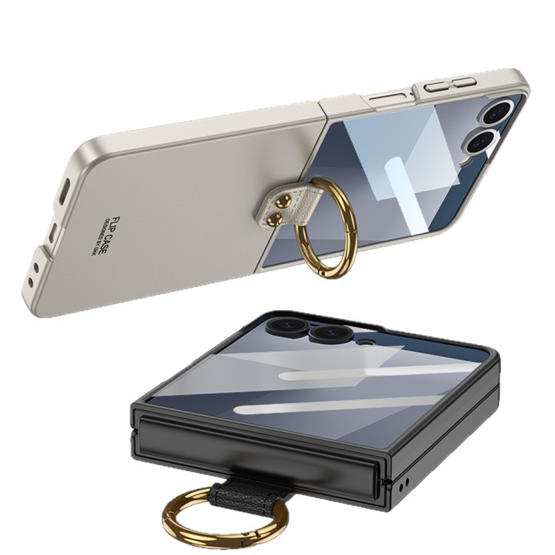 Compatible with Samsung Z Flip 7 phone case 7SE ultra-thin ring holder stand case and screen protector 6/5 drop protection case