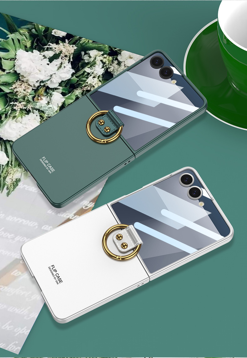 Compatible with Samsung Z Flip 7 phone case 7SE ultra-thin ring holder stand case and screen protector 6/5 drop protection case