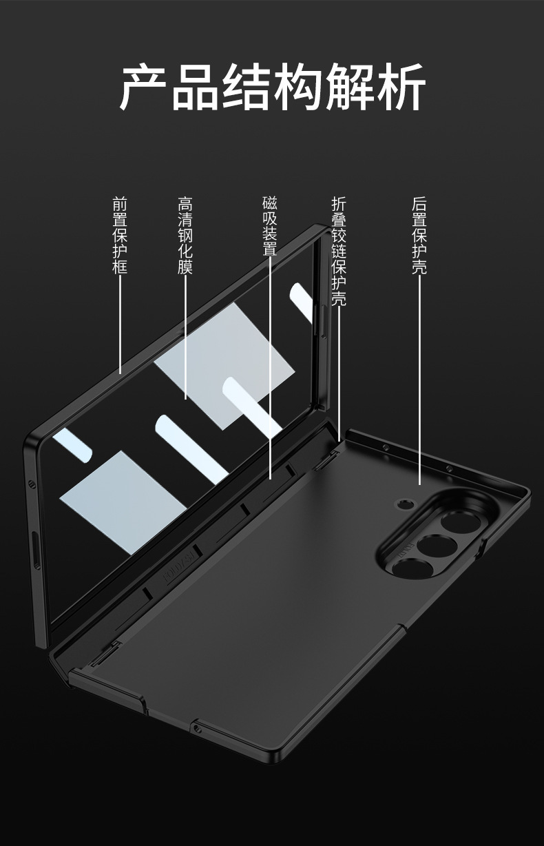 Compatible with Samsung Z Fold8/7 phone case, magnetic hinge, all-in-one case and screen protector, ultra-thin foldable screen protector.