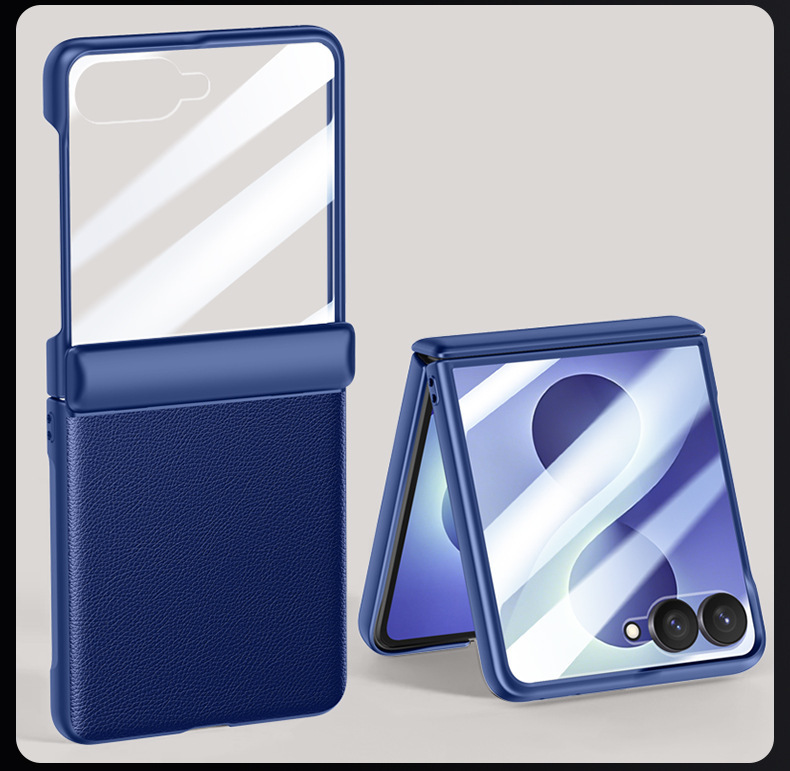 Compatible with Samsung ZFlip 7/6/5 phone cases, vegan leather, central hinge, full-coverage foldable screen protective case.