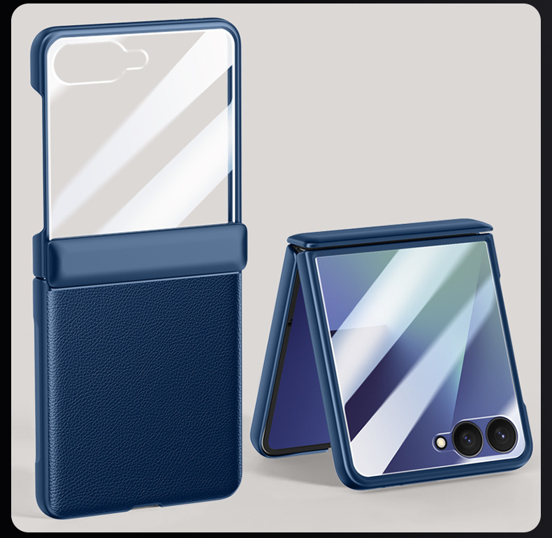 Compatible with Samsung ZFlip 7/6/5 phone cases, vegan leather, central hinge, full-coverage foldable screen protective case.
