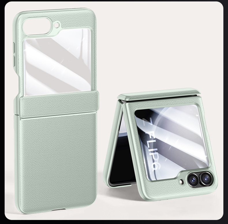 Compatible with Samsung ZFlip 7/6/5 phone cases, vegan leather, central hinge, full-coverage foldable screen protective case.