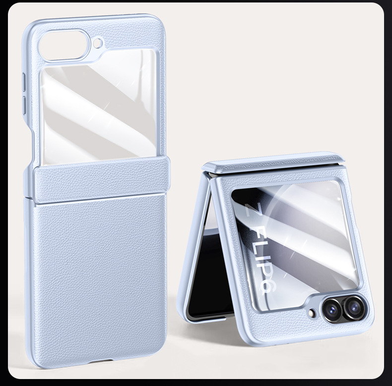 Compatible with Samsung ZFlip 7/6/5 phone cases, vegan leather, central hinge, full-coverage foldable screen protective case.