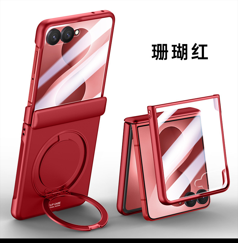 Compatible with Samsung Z Flip 8/7 phone case, magnetic 360° rotating stand, case film, hinge, full-coverage protective case, cross-border e-commerce.