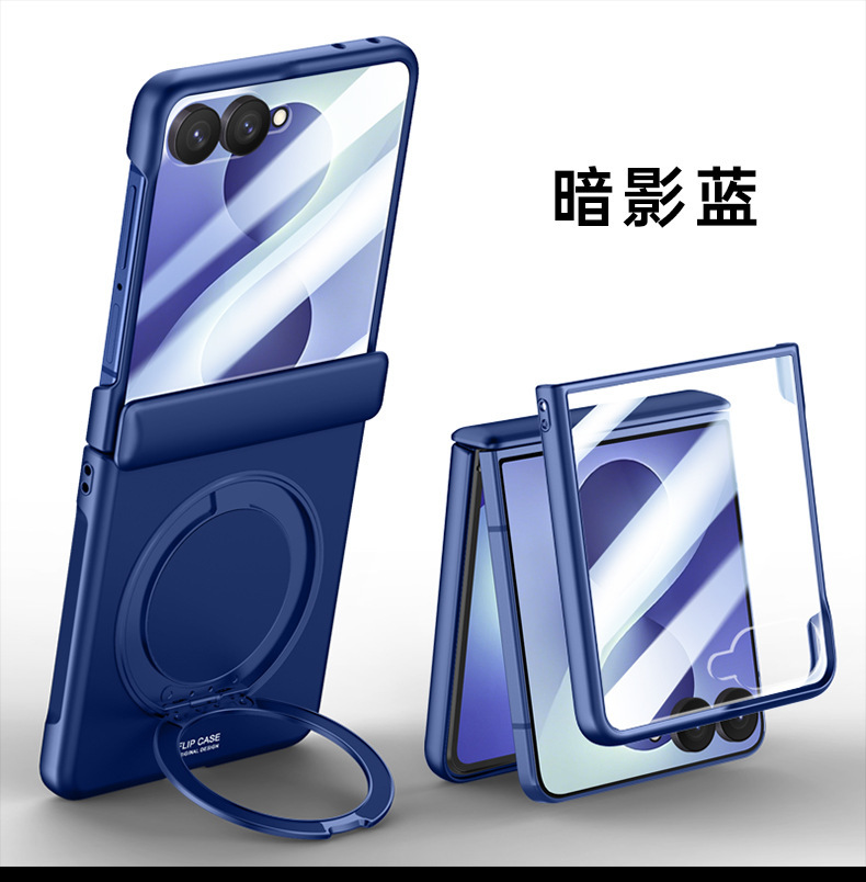 Compatible with Samsung Z Flip 8/7 phone case, magnetic 360° rotating stand, case film, hinge, full-coverage protective case, cross-border e-commerce.