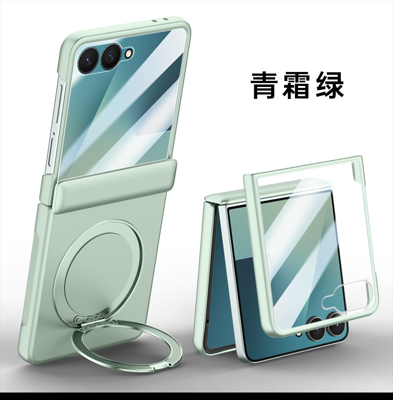 Compatible with Samsung Z Flip 8/7 phone case, magnetic 360° rotating stand, case film, hinge, full-coverage protective case, cross-border e-commerce.