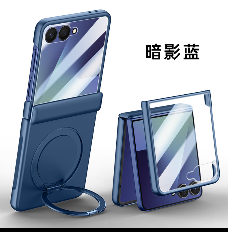 Compatible with Samsung Z Flip 8/7 phone case, magnetic 360° rotating stand, case film, hinge, full-coverage protective case, cross-border e-commerce.