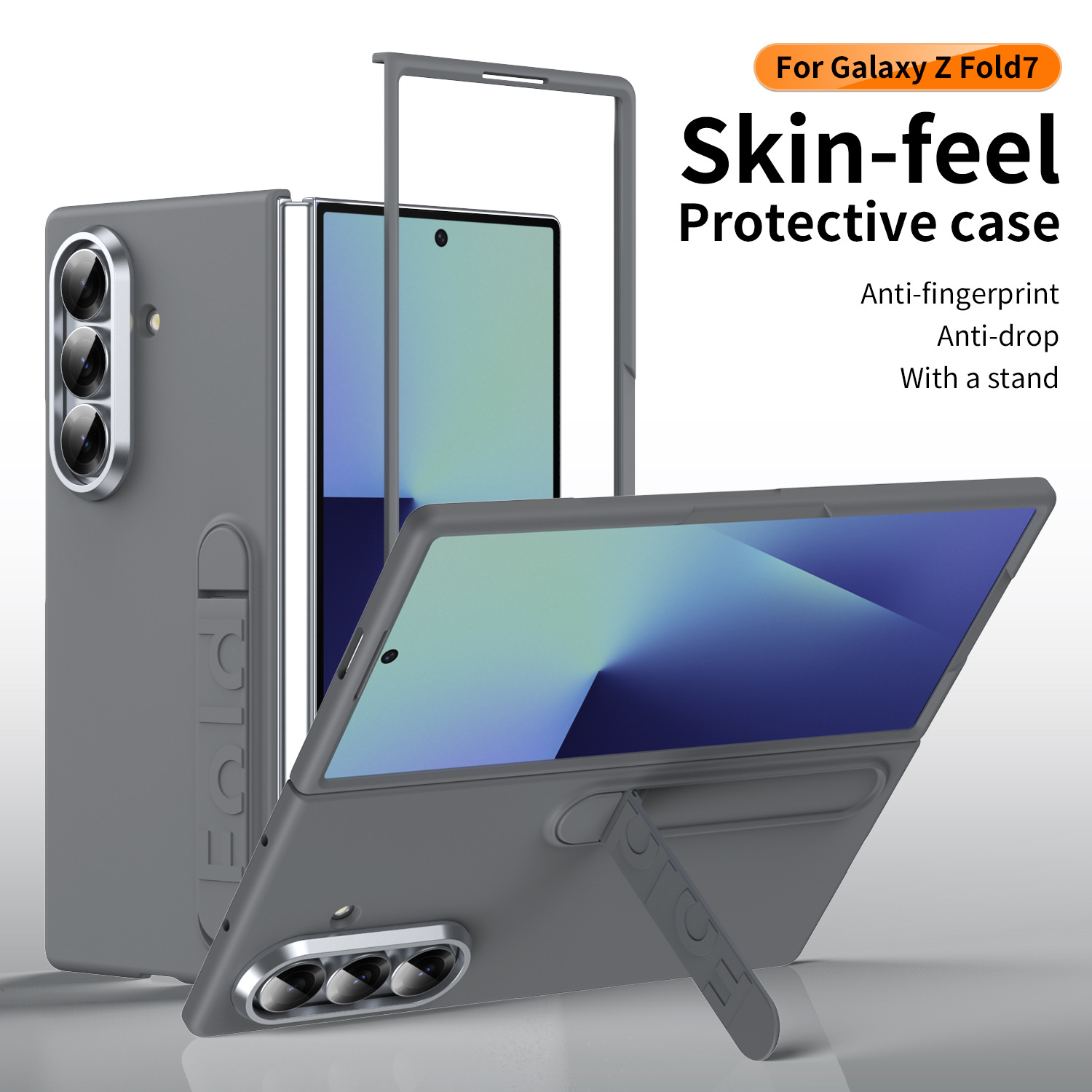 Compatible with Samsung Z Fold8/7/6 phone case, 5/4/3 screen protector, all-in-one stand, official folding protective case.