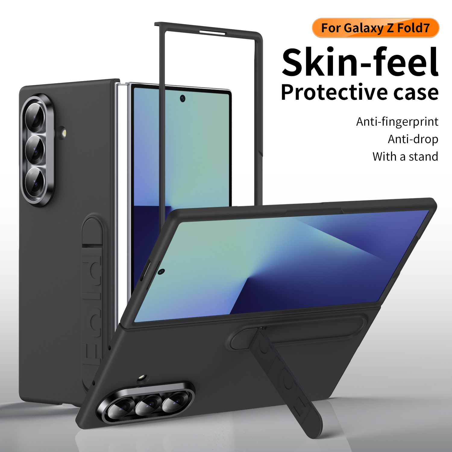Compatible with Samsung Z Fold8/7/6 phone case, 5/4/3 screen protector, all-in-one stand, official folding protective case.