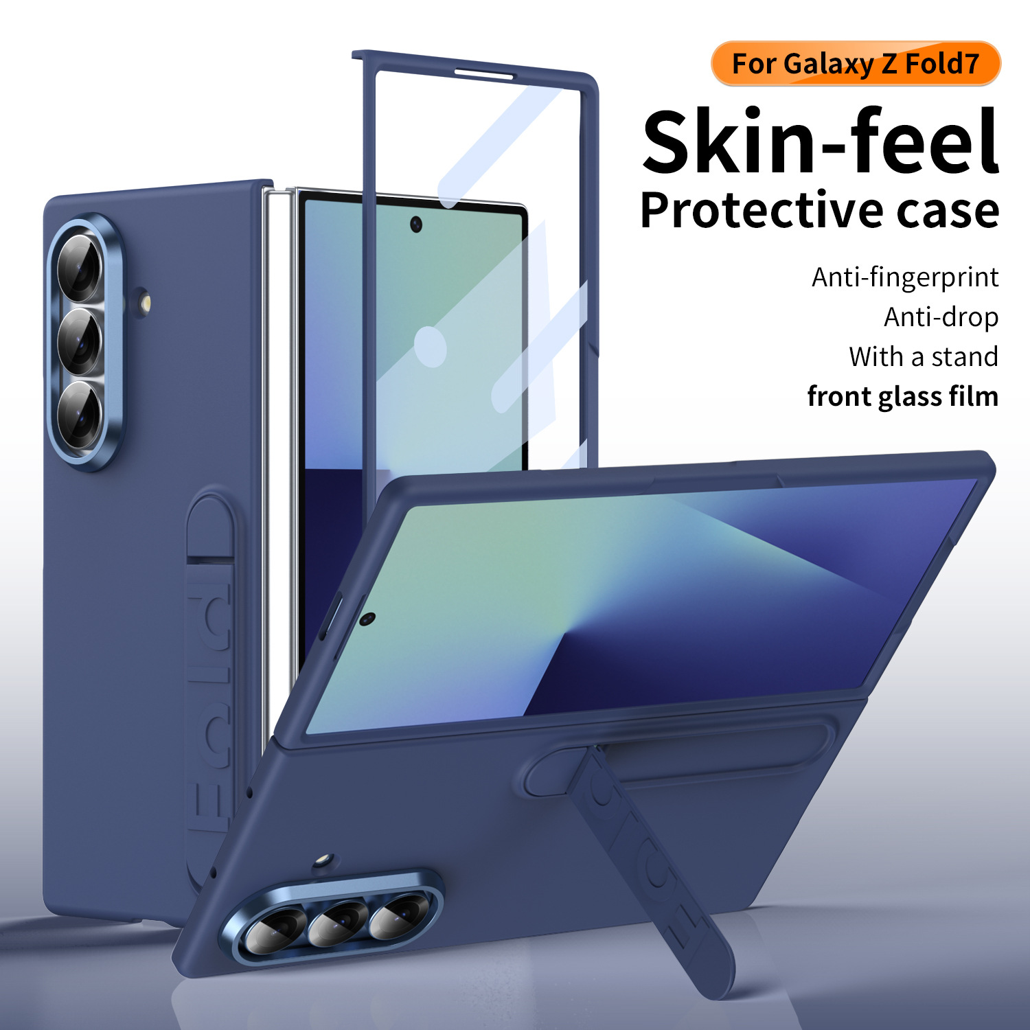 Compatible with Samsung Z Fold8/7/6 phone case, 5/4/3 screen protector, all-in-one stand, official folding protective case.