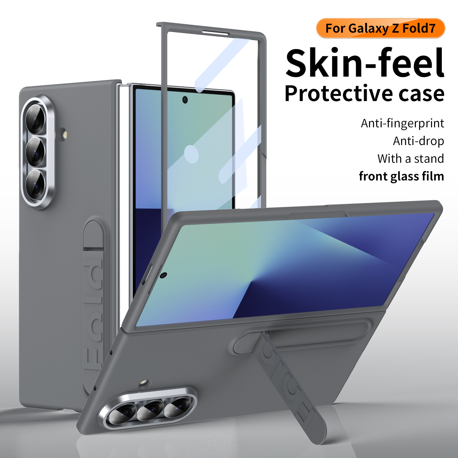 Compatible with Samsung Z Fold8/7/6 phone case, 5/4/3 screen protector, all-in-one stand, official folding protective case.
