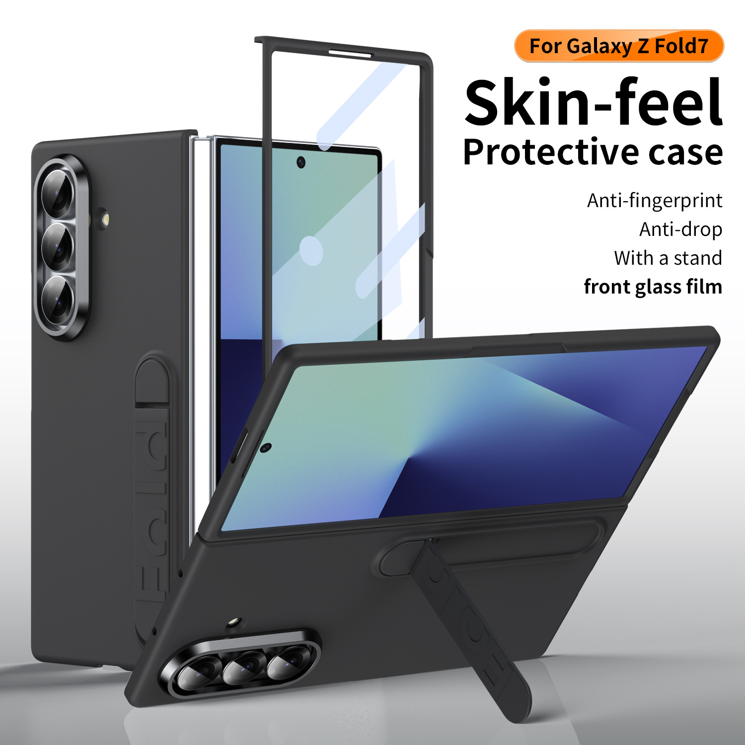 Compatible with Samsung Z Fold8/7/6 phone case, 5/4/3 screen protector, all-in-one stand, official folding protective case.
