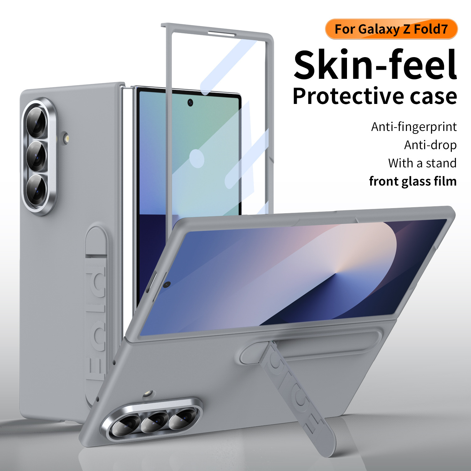 Compatible with Samsung Z Fold8/7/6 phone case, 5/4/3 screen protector, all-in-one stand, official folding protective case.