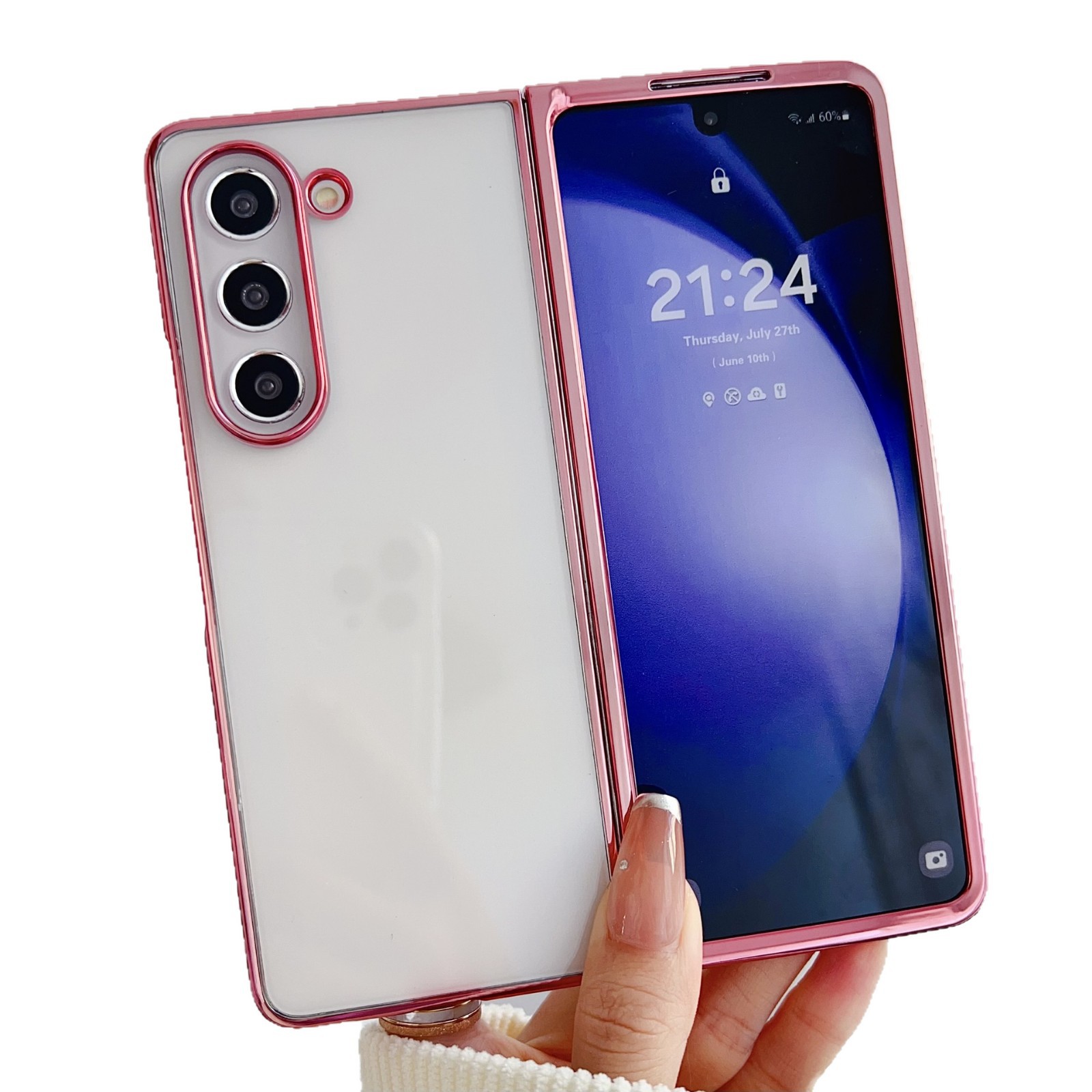Compatible with Samsung Z Fold8/7 phone case, 6/5-inch electroplated transparent phantom 4/3-inch folding screen drop protection case