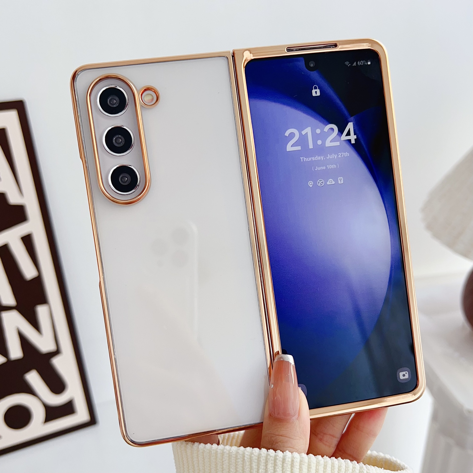 Compatible with Samsung Z Fold8/7 phone case, 6/5-inch electroplated transparent phantom 4/3-inch folding screen drop protection case
