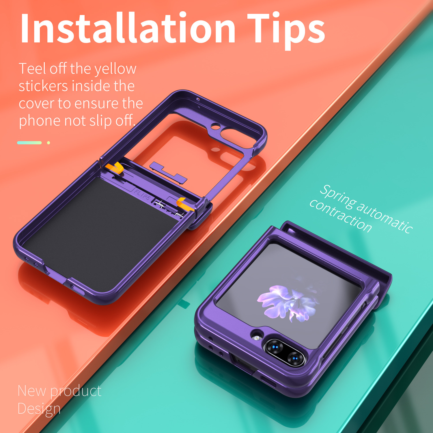 Compatible with Samsung ZFlip 8/7 phone case, 6/5 flip, 360° ring holder, hinge, drop-proof folding screen protective case