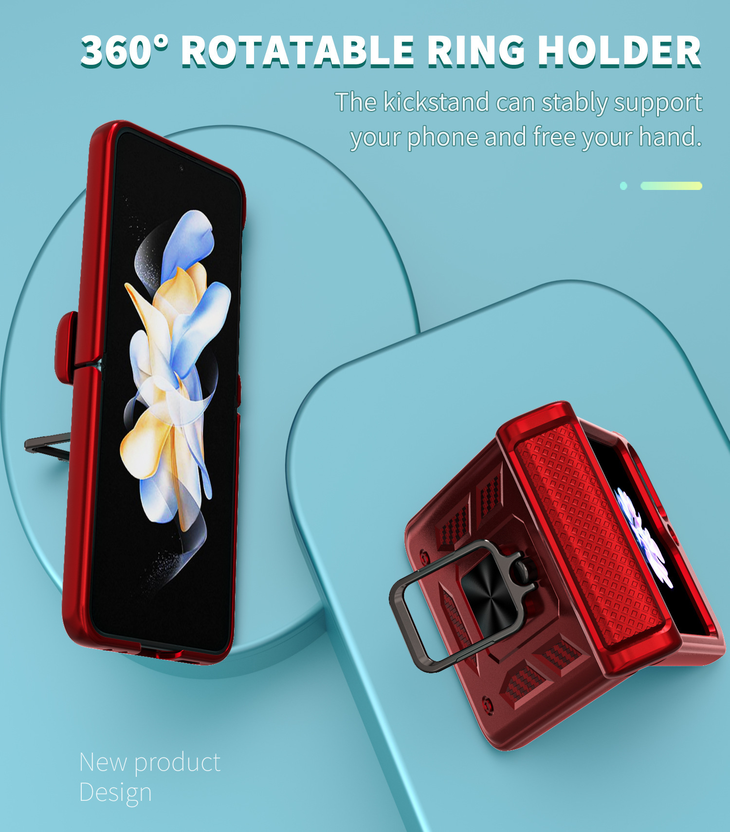 Compatible with Samsung ZFlip 8/7 phone case, 6/5 flip, 360° ring holder, hinge, drop-proof folding screen protective case