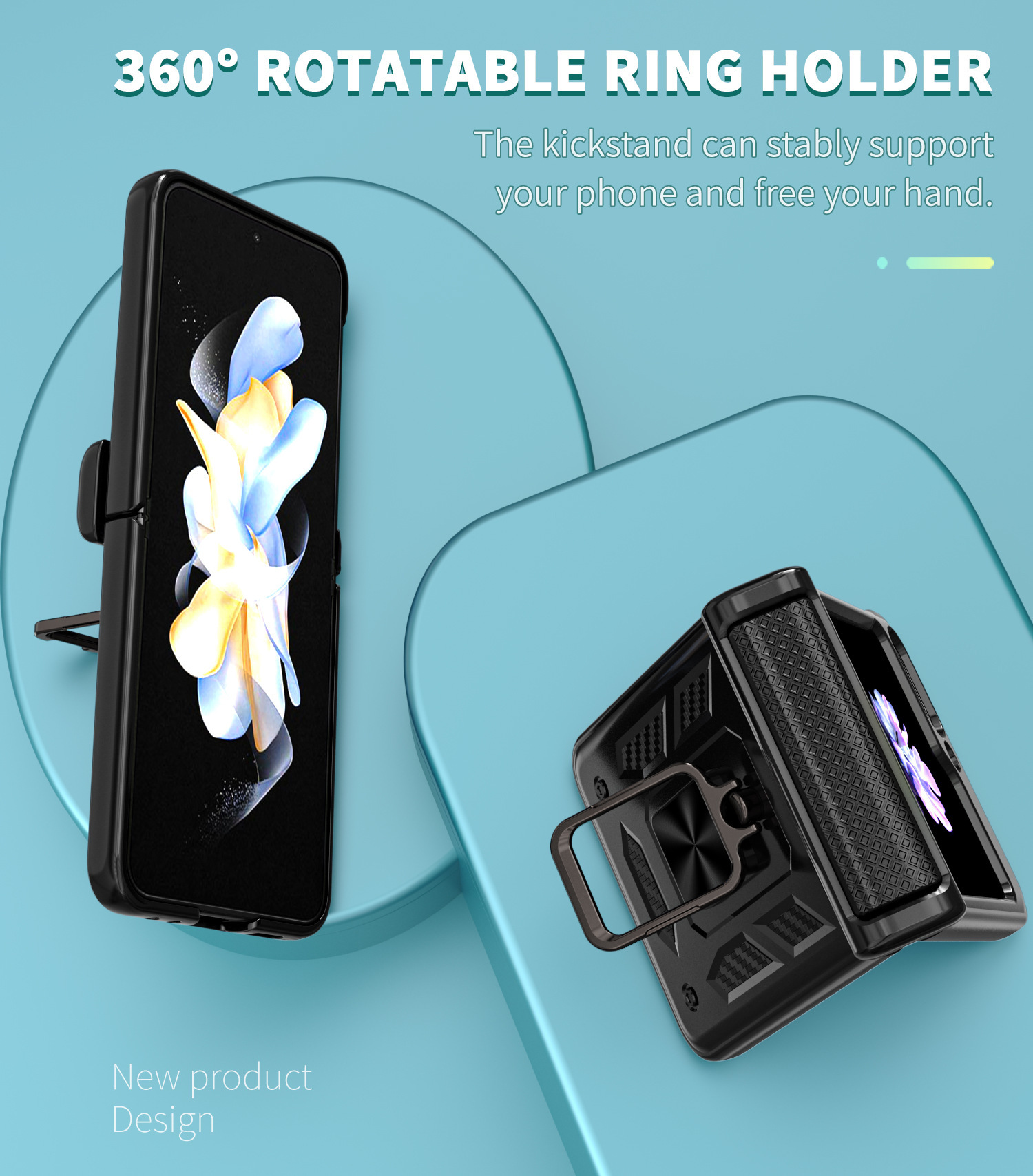 Compatible with Samsung ZFlip 8/7 phone case, 6/5 flip, 360° ring holder, hinge, drop-proof folding screen protective case