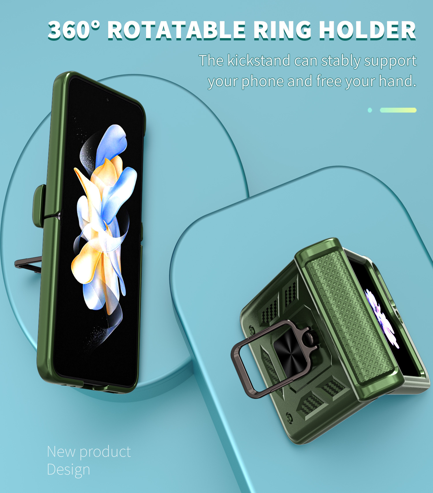Compatible with Samsung ZFlip 8/7 phone case, 6/5 flip, 360° ring holder, hinge, drop-proof folding screen protective case