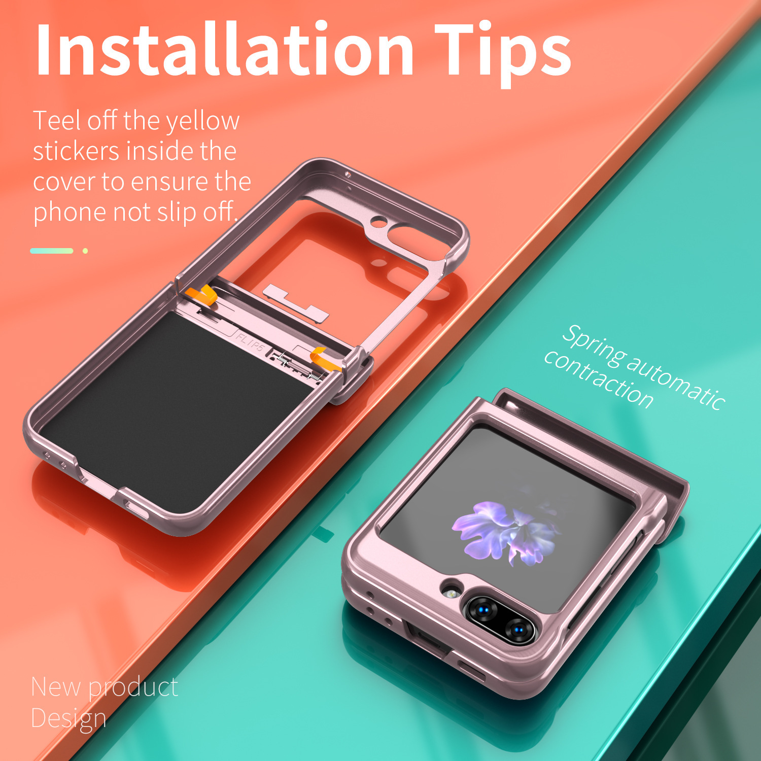 Compatible with Samsung ZFlip 8/7 phone case, 6/5 flip, 360° ring holder, hinge, drop-proof folding screen protective case