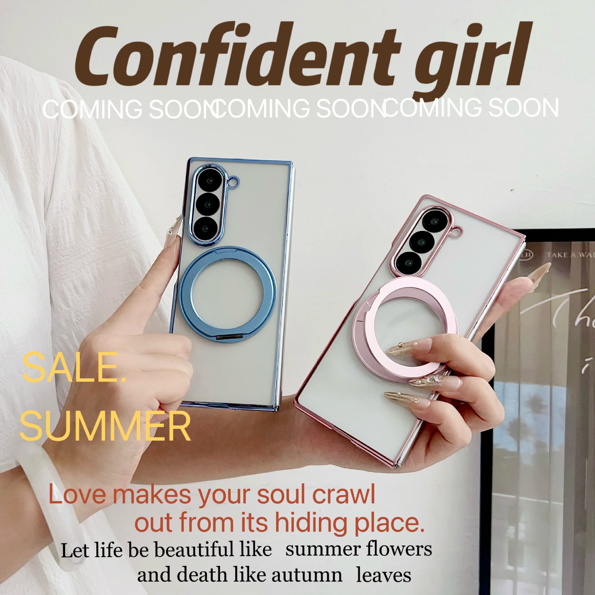 Compatible with Samsung Z Fold8/7/6 phone cases, 5/4/3 magnetic rotating stand, electroplated transparent ultra-thin protective case