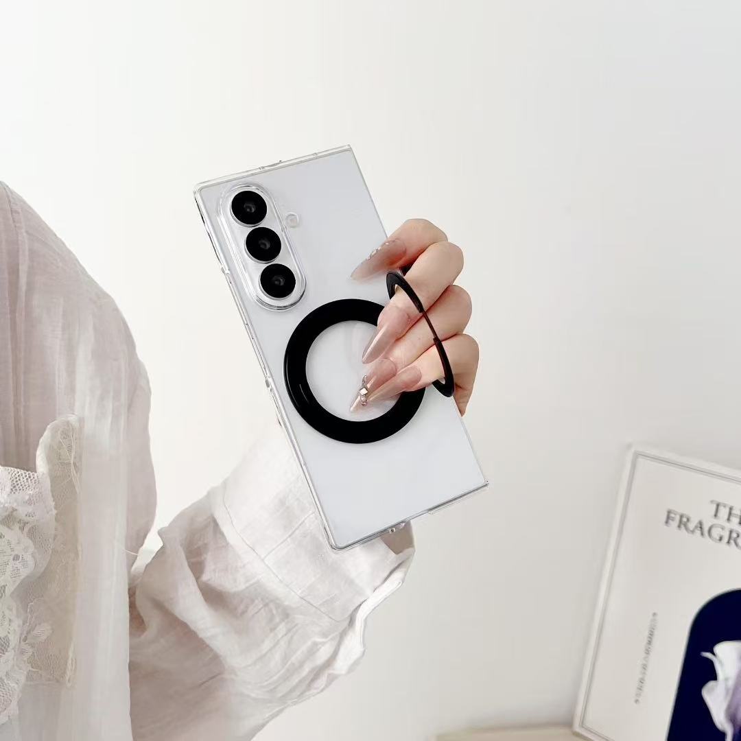 Compatible with Samsung Z Fold8/7/6 phone cases, 5/4/3 magnetic rotating stand, electroplated transparent ultra-thin protective case
